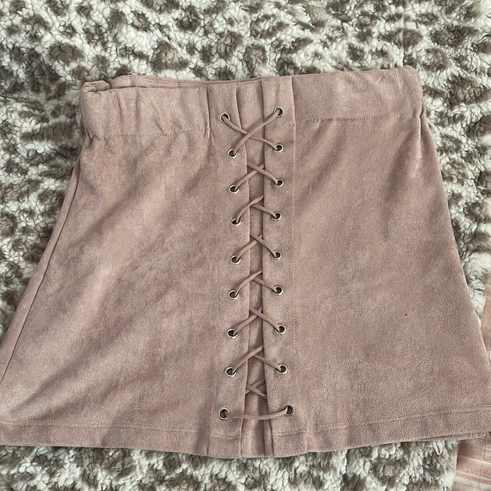 Light pink velvet mini skirt small
